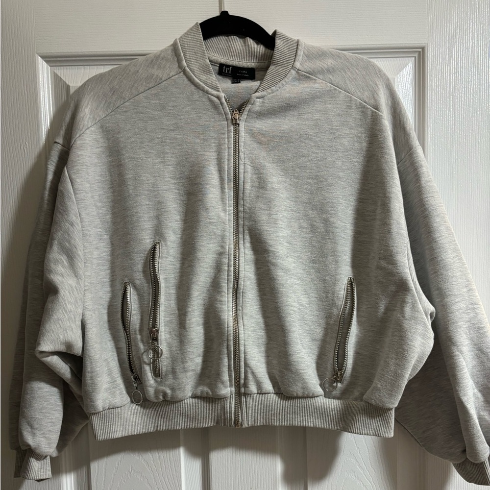 ZARA TRF, dolman sleeve gray cropped jacket